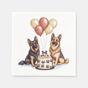 Serviette En Papier Anniversaire Chiens berger allemands Chiens d'anni