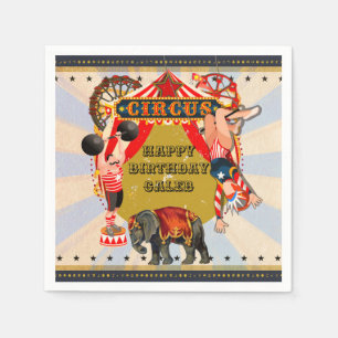 Serviette En Papier Anniversaire Cirque Rétro Vintage Personnalisé