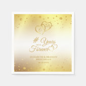 Serviette En Papier Anniversaire Coeurs d'or des années dans jamais (Devant)