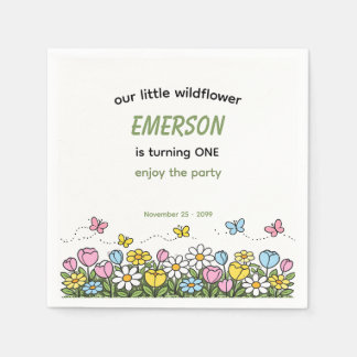 Serviette En Papier Anniversaire Coloré Amusant Petite Fleur Sauvage 1