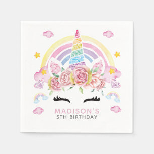 Serviette En Papier Anniversaire coloré de la licorne