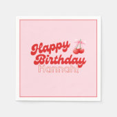 Serviette En Papier Anniversaire Coquette Cerises Bows Bulles Lettres (Devant)