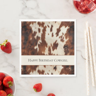 Serviette En Papier Anniversaire Cuir de Vache Crème Marron Occidental
