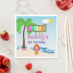 Serviette En Papier Anniversaire d'Aloha Luau