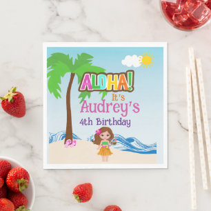 Serviette En Papier Anniversaire d'Aloha Luau