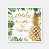 Serviette En Papier Anniversaire d'Aloha Luau Hawaiian Gold Pineappy (Devant)