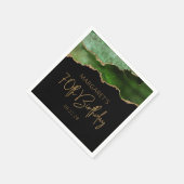 Serviette En Papier Anniversaire de 70 ans Chic Agate Geode Vert Or (Coin)