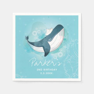 Serviette En Papier Anniversaire de baleines personnalisées