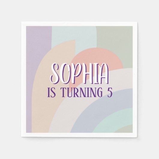 Serviette En Papier Anniversaire de Boho Pastel Rainbow (Devant)