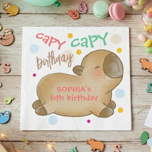 Serviette En Papier Anniversaire de capybara capy