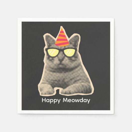 Serviette En Papier Anniversaire de chat drôle (Devant)