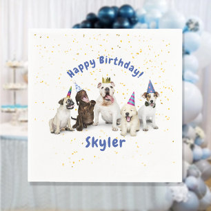 Serviette En Papier Anniversaire de chien   Bleu