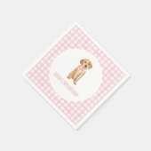 Serviette En Papier Anniversaire de chiot préparé en carreaux roses (Coin)