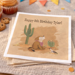 Serviette En Papier Anniversaire de Cowboy du Far West Désert