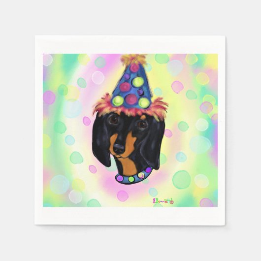 Serviette En Papier Anniversaire de Dachshund (Devant)