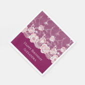 Serviette En Papier Anniversaire de dentelle rose (Coin)