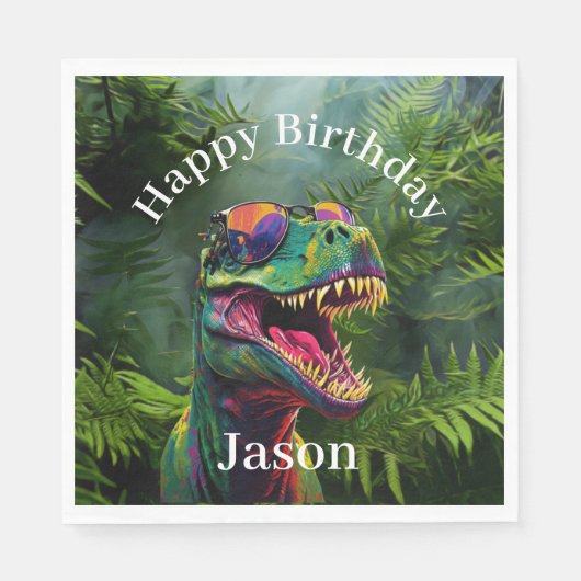Serviette En Papier Anniversaire de Dino (Devant)