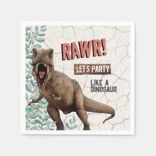 Serviette En Papier Anniversaire de Dinosaur (Devant)