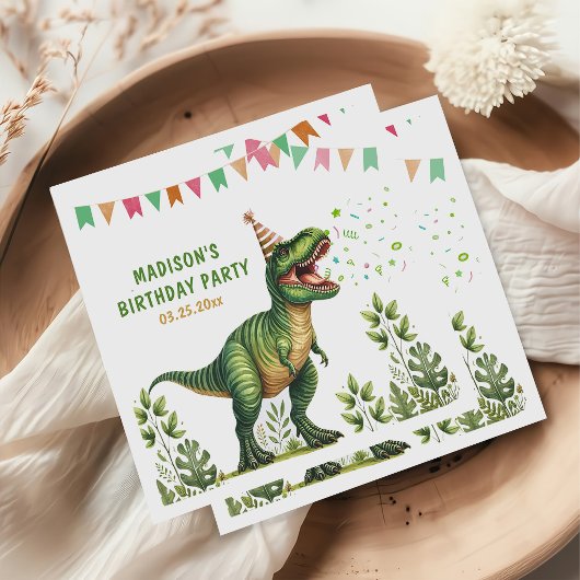 Serviette En Papier Anniversaire de dinosaure