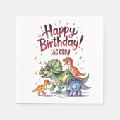 Serviette En Papier Anniversaire de dinosaures personnalisées (Devant)