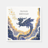 Serviette En Papier Anniversaire de dragon simple enchanté (Devant)