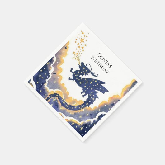 Serviette En Papier Anniversaire de dragon simple enchanté (Coin)