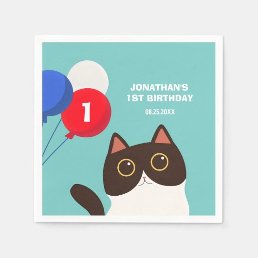 Serviette En Papier Anniversaire de enfant cool du ballon de fête de c (Devant)