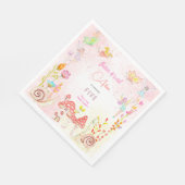 Serviette En Papier Anniversaire de enfant d'aquarelle de jardin de fé (Coin)