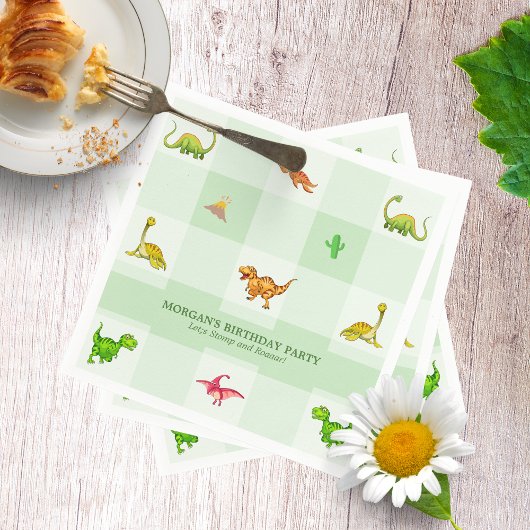Serviette En Papier Anniversaire de enfant d'aventure Dinosaur Jungle 