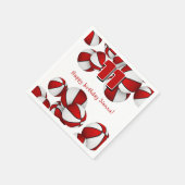 Serviette En Papier anniversaire de enfant de basket blanc rouge (Coin)