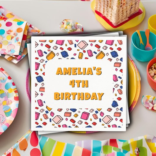 Serviette En Papier Anniversaire de enfant de dessin Motif de briques 