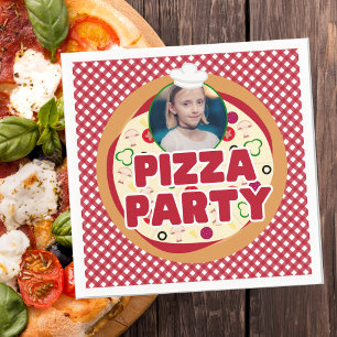 Serviette En Papier Anniversaire de enfant de la fête de la pizza roug