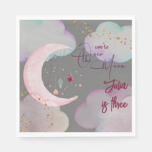 Serviette En Papier Anniversaire de enfant de la nuit de la lune (Devant)