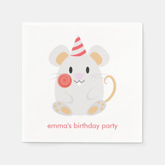 Serviette En Papier Anniversaire de enfant de souris (Devant)