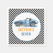 Serviette En Papier Anniversaire de enfant de voiture Cool Blue Racing (Devant)