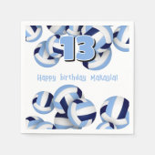 Serviette En Papier anniversaire de enfant de volleyballs bleu blanc (Devant)