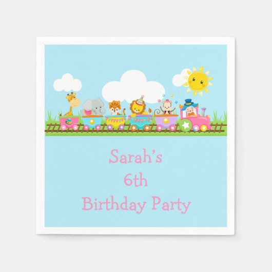 Serviette En Papier Anniversaire de enfant du train Animal Circus en r (Devant)