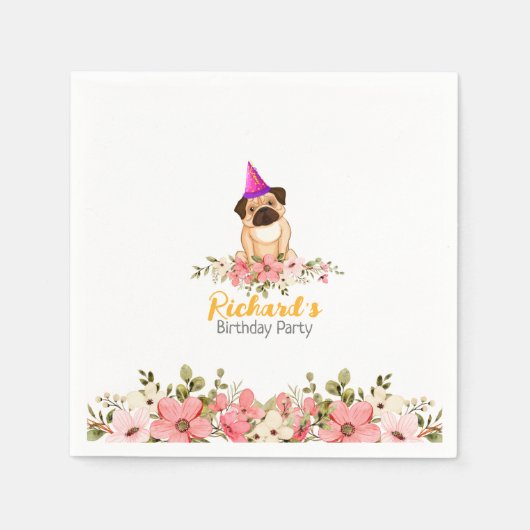 Serviette En Papier Anniversaire de enfant floral mignon (Devant)