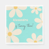 Serviette En Papier Anniversaire de enfant floral Retro Daisy (Devant)