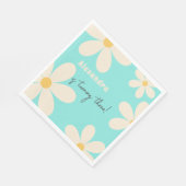 Serviette En Papier Anniversaire de enfant floral Retro Daisy (Coin)