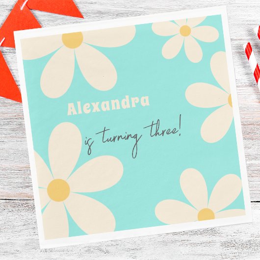 Serviette En Papier Anniversaire de enfant floral Retro Daisy
