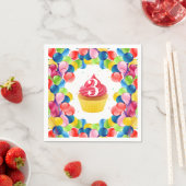 Serviette En Papier Anniversaire de enfant N'IMPORTE QUEL ÂGE cupcake (En situation)
