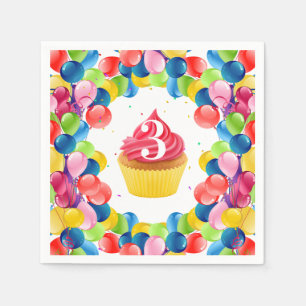 Serviette En Papier Anniversaire de enfant N'IMPORTE QUEL ÂGE cupcake