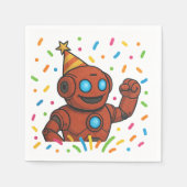 Serviette En Papier Anniversaire de enfant Party Napkin - Red Robot Th (Devant)