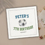 Serviette En Papier Anniversaire de enfant personnalisé de soccer aqua<br><div class="desc">Aquarelle Football Soccer Boys Girls Anniversaire de enfant Party Custom Napkins | 5ème 6ème 7ème 8ème 9ème 10ème Anniversaire Serviettes pour les amateurs de football Garçons Ces serviettes à cocktails branchées sont équipées de ballon de football aquarelle et texte. Personnalisez ces serviettes avec votre propre texte. Vous pouvez aussi changer...</div>