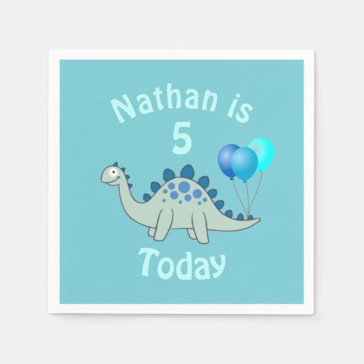 Serviette En Papier Anniversaire de enfant personnalisé Stegosaurus Di (Devant)