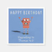 Serviette En Papier Anniversaire de enfant robot Red 3D (Devant)