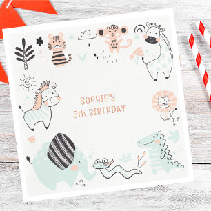 Serviette En Papier Anniversaire de enfant sauvage d'animaux de safari