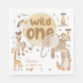 Serviette En Papier Anniversaire de enfant sauvage d'animaux safari (Devant)