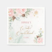 Serviette En Papier Anniversaire de fille de l'hiver rose vif (Devant)